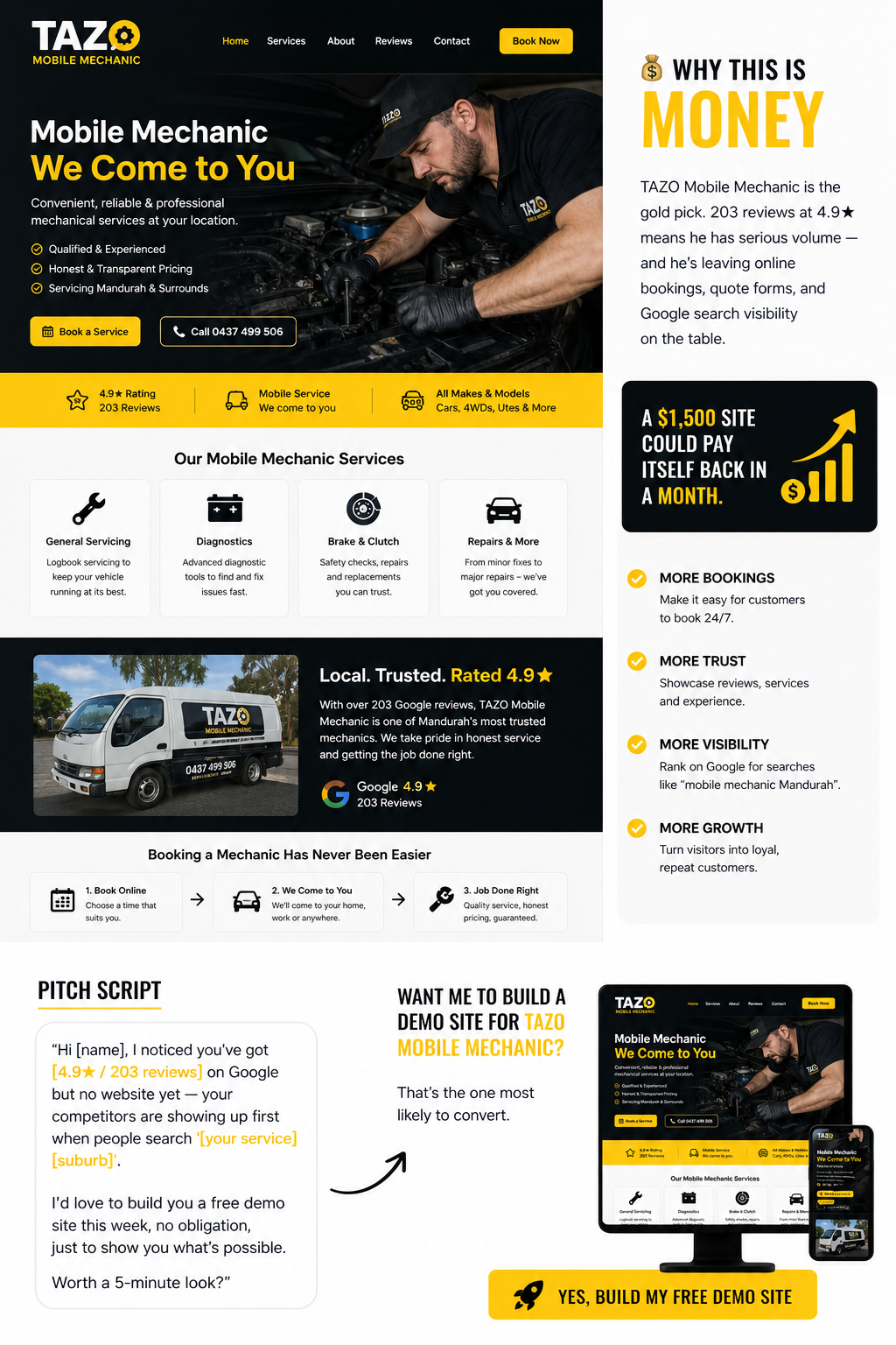 TAZO mobile mechanic website and campaign design